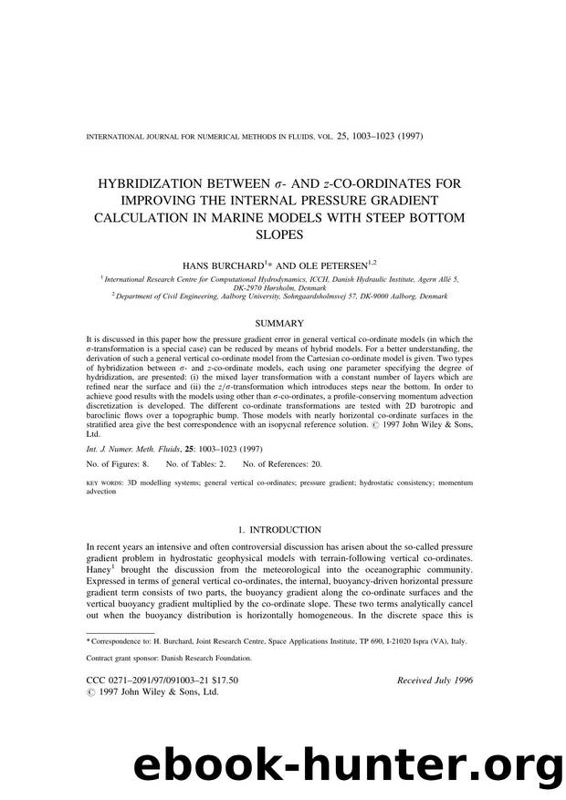 Hybridization between [sigma]- and z-co-ordinates for improving the internal pressure gradient calculation in marine models with steep bottom slopes by Unknown