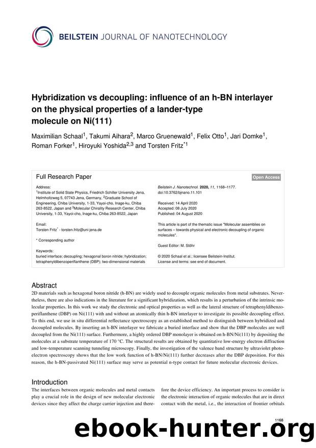 Hybridization vs decoupling: influence of an h-BN interlayer on the physical properties of a lander-type molecule on Ni(111) by unknow