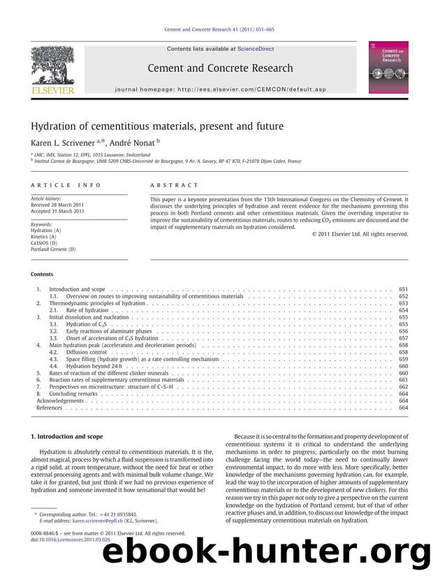 Hydration of cementitious materials, present and future by Karen L. Scrivener & André Nonat