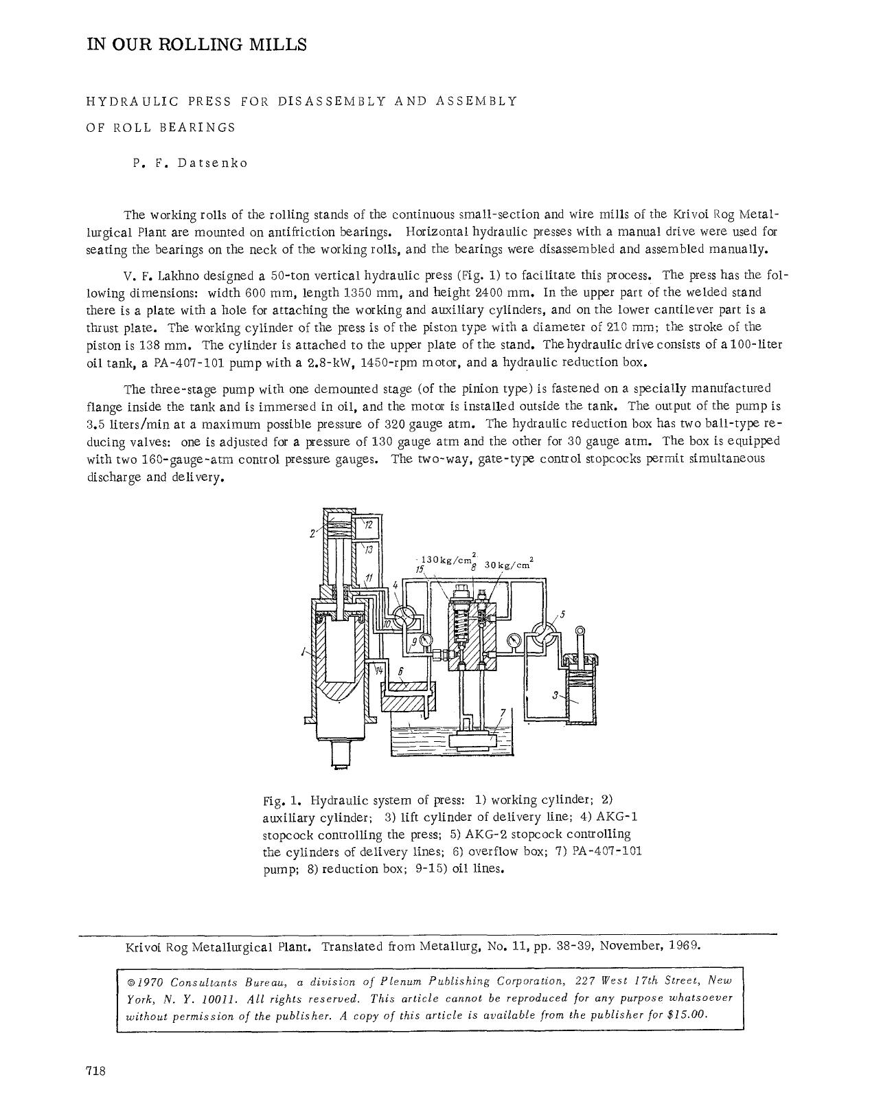 Hydraulic press for disassembly and assembly of roll bearings by Unknown