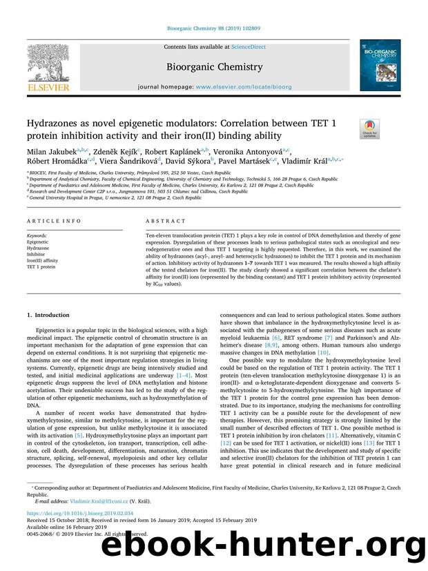 Hydrazones as novel epigenetic modulators_ Correlation between TET 1 protein inhibition activity and their iron(II) binding ability by Milan Jakubek