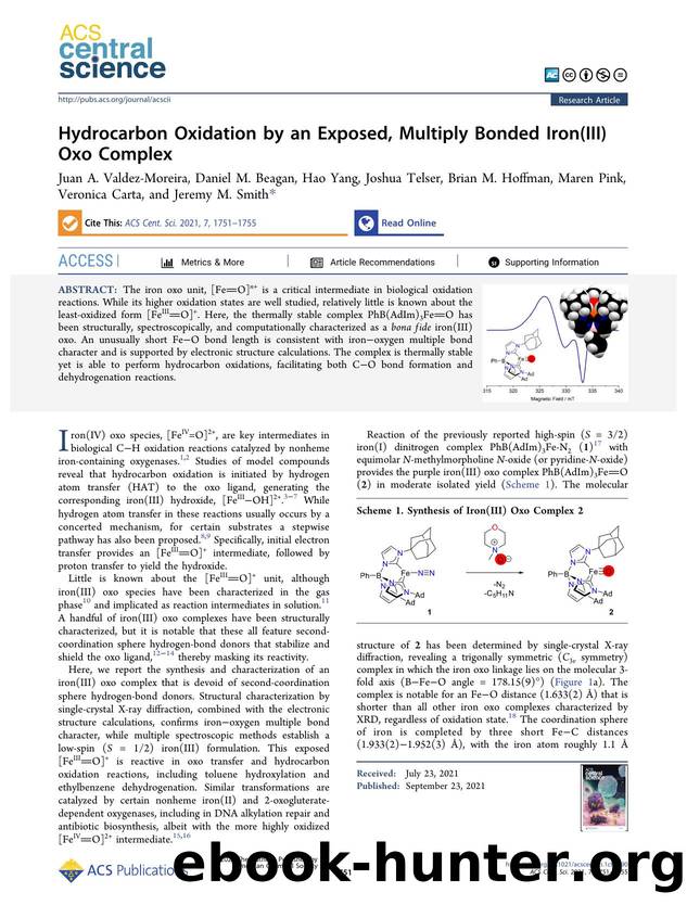 Hydrocarbon Oxidation by an Exposed, Multiply Bonded Iron(III) Oxo Complex by unknow