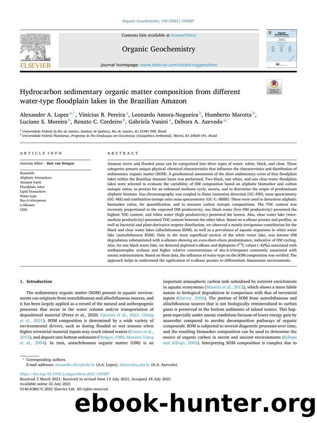 Hydrocarbon sedimentary organic matter composition from different water-type floodplain lakes in the Brazilian Amazon by unknow