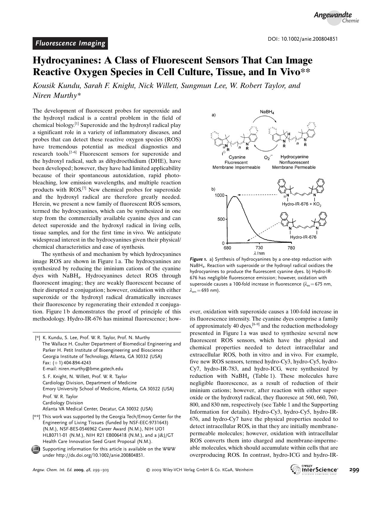 Hydrocyanines: A Class of Fluorescent Sensors That Can Image Reactive Oxygen Species in Cell Culture, Tissue, and In Vivo by Unknown