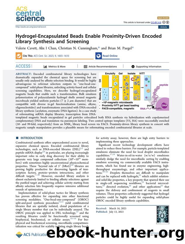Hydrogel-Encapsulated Beads Enable Proximity-Driven Encoded Library Synthesis and Screening by unknow