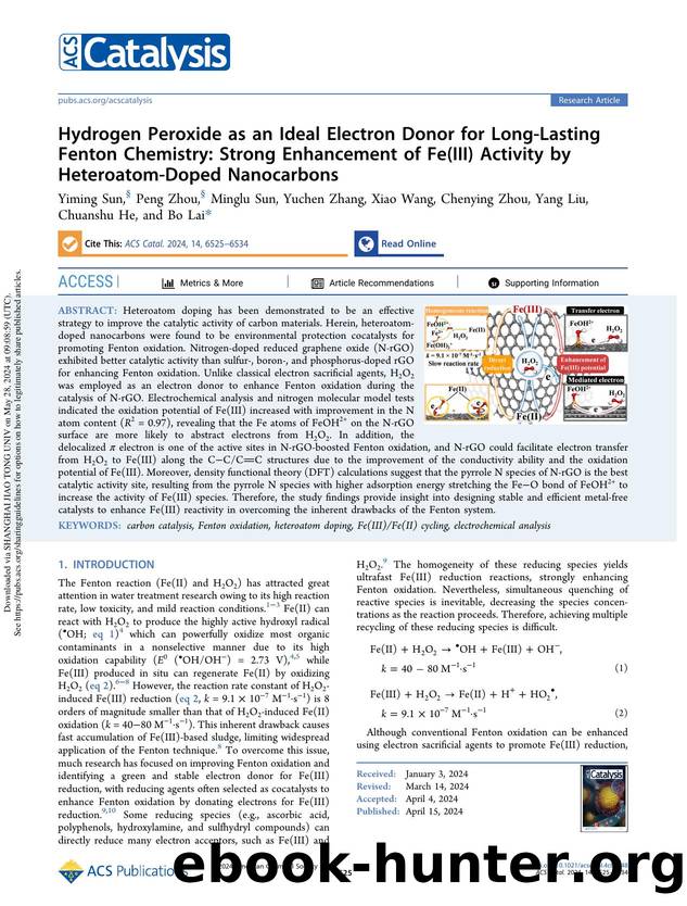 Hydrogen Peroxide as an Ideal Electron Donor for Long-Lasting Fenton Chemistry: Strong Enhancement of Fe(III) Activity by Heteroatom-Doped Nanocarbons by unknow
