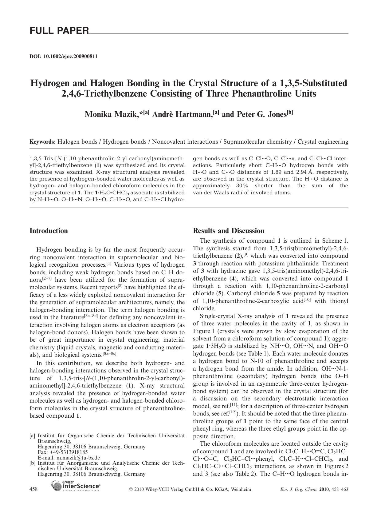 Hydrogen and Halogen Bonding in the Crystal Structure of a 1,3,5-Substituted 2,4,6-Triethylbenzene Consisting of Three Phenanthroline Units by Unknown