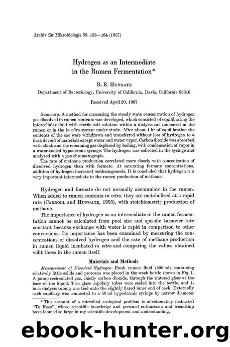 Hydrogen as an intermediate in the rumen fermentation by Unknown