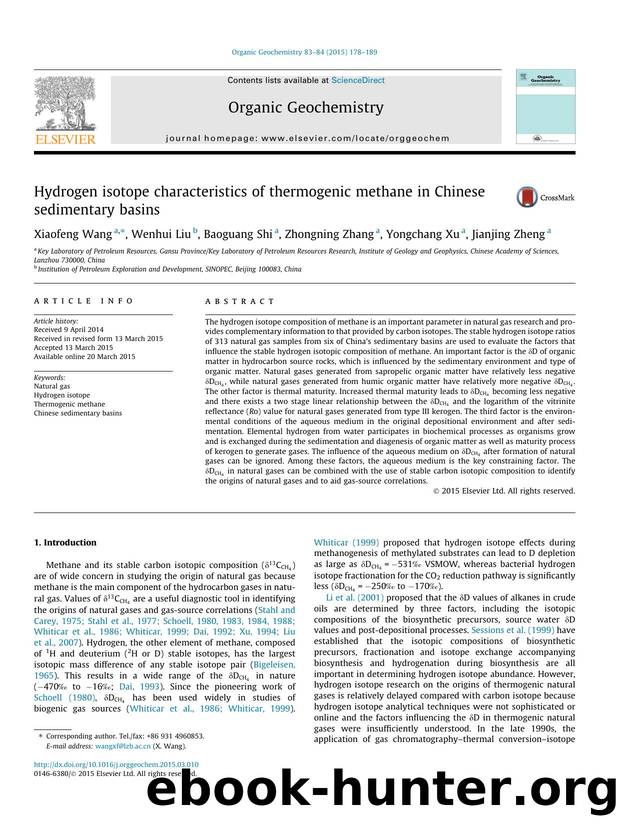 Hydrogen isotope characteristics of thermogenic methane in Chinese sedimentary basins by Xiaofeng Wang & Wenhui Liu & Baoguang Shi & Zhongning Zhang & Yongchang Xu & Jianjing Zheng