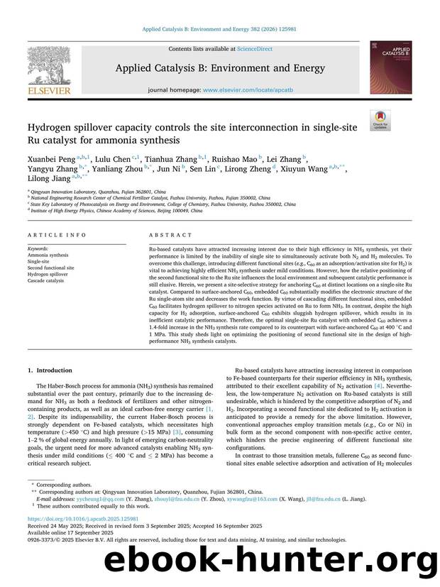 Hydrogen spillover capacity controls the site interconnection in single-site Ru catalyst for ammonia synthesis by unknow