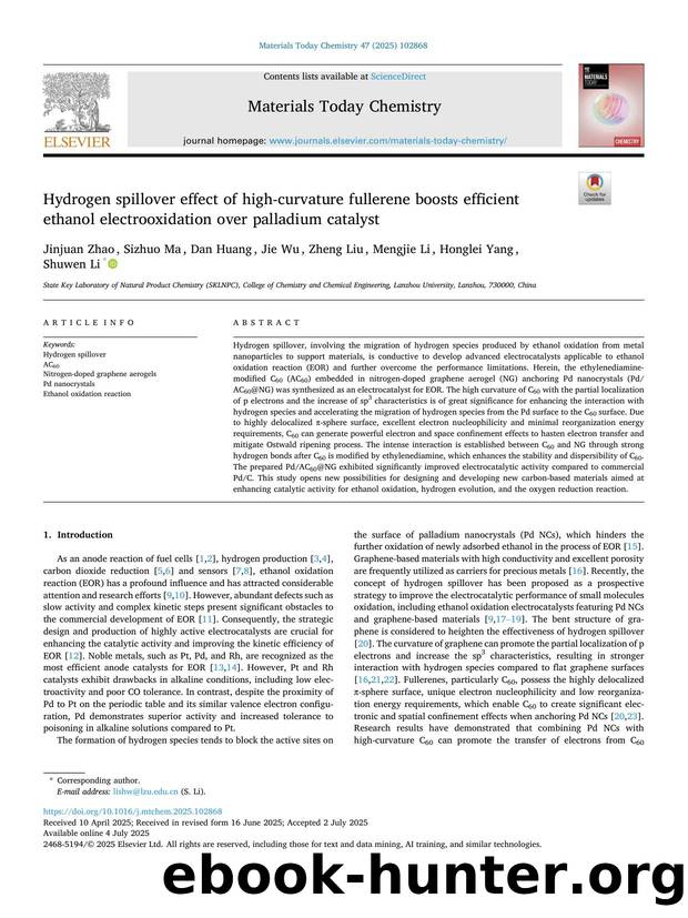 Hydrogen spillover effect of high-curvature fullerene boosts efficient ethanol electrooxidation over palladium catalyst by Jinjuan Zhao & Sizhuo Ma & Dan Huang & Jie Wu & Zheng Liu & Mengjie Li & Honglei Yang & Shuwen Li