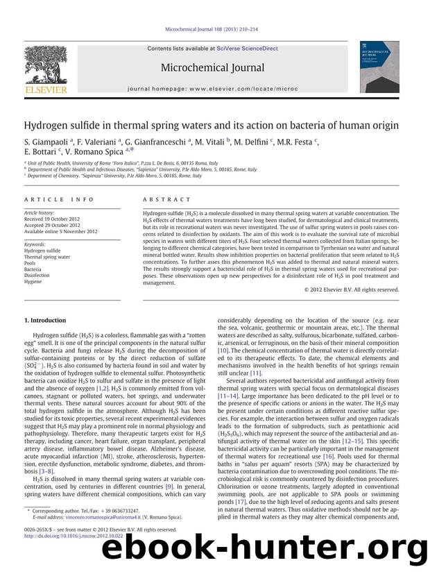 Hydrogen sulfide in thermal spring waters and its action on bacteria of human origin by unknow