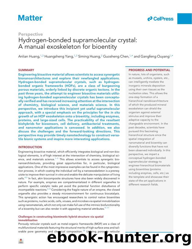 Hydrogen-bonded supramolecular crystal: A manual exoskeleton for bioentity by Anlian Huang