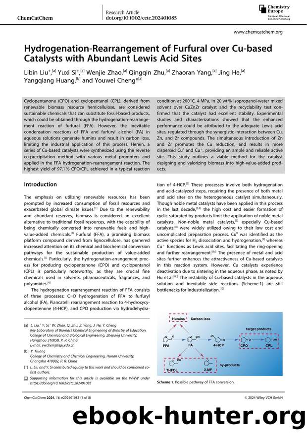 HydrogenationâRearrangement of Furfural over Cuâbased Catalysts with Abundant Lewis Acid Sites by Unknown