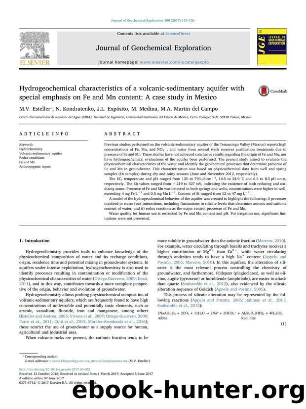 Hydrogeochemical characteristics of a volcanic-sedimentary aquifer with special emphasis on Fe and Mn content_ A case study in Mexico by M.V. Esteller & N. Kondratenko & J.L. Expósito & M. Medina & M.A. Martin del Campo