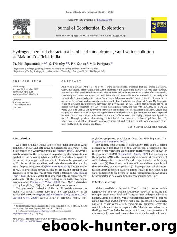 Hydrogeochemical characteristics of acid mine drainage and water pollution at Makum Coalfield, India by Sk. Md. Equeenuddin & S. Tripathy & P.K. Sahoo & M.K. Panigrahi