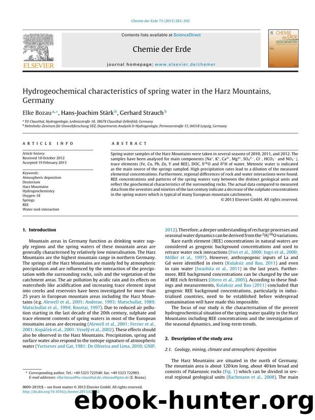 Hydrogeochemical characteristics of spring water in the Harz Mountains, Germany by Elke Bozau & Hans-Joachim Stärk & Gerhard Strauch