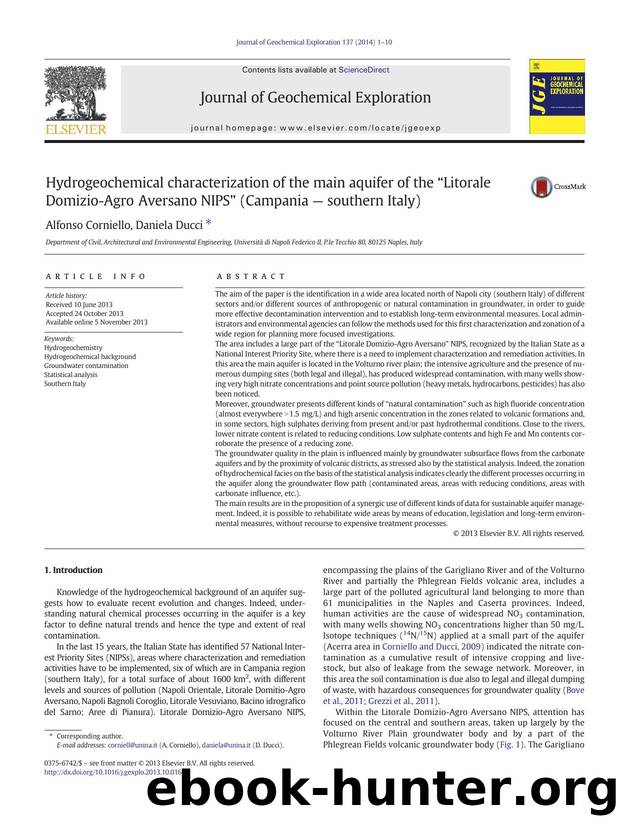 Hydrogeochemical characterization of the main aquifer of the âLitorale Domizio-Agro Aversano NIPSâ (Campania â southern Italy) by Alfonso Corniello & Daniela Ducci