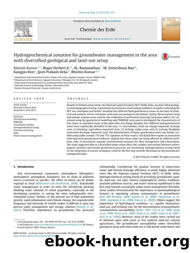 Hydrogeochemical zonation for groundwater management in the area with diversified geological and land-use setup by unknow