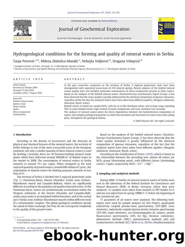 Hydrogeological conditions for the forming and quality of mineral waters in Serbia by Tanja Petrović & Milena Zlokolica-Mandić & Nebojša Veljković & Dragana Vidojević