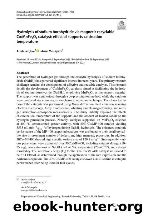 Hydrolysis of sodium borohydride via magnetic recyclable CoMnFe2O4 catalyst: effect of supports calcination temperature by Atieh ranjbar & Amir Mosayebi