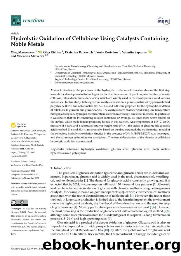 Hydrolytic Oxidation of Cellobiose Using Catalysts Containing Noble Metals by unknow