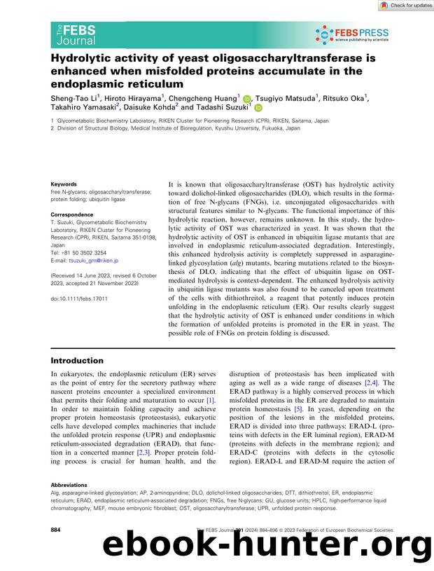 Hydrolytic activity of yeast oligosaccharyltransferase is enhanced when misfolded proteins accumulate in the endoplasmic reticulum by Unknown