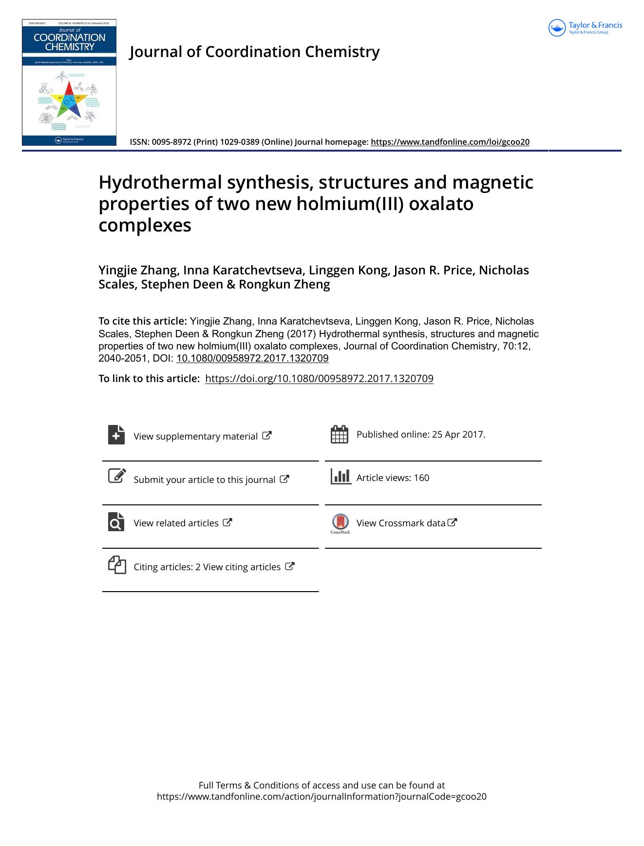 Hydrothermal synthesis, structures and magnetic properties of two new holmium(III) oxalato complexes by unknow