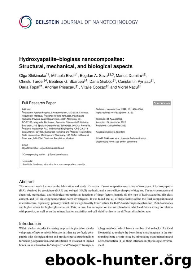 Hydroxyapatiteâbioglass nanocomposites: Structural, mechanical, and biological aspects by unknow