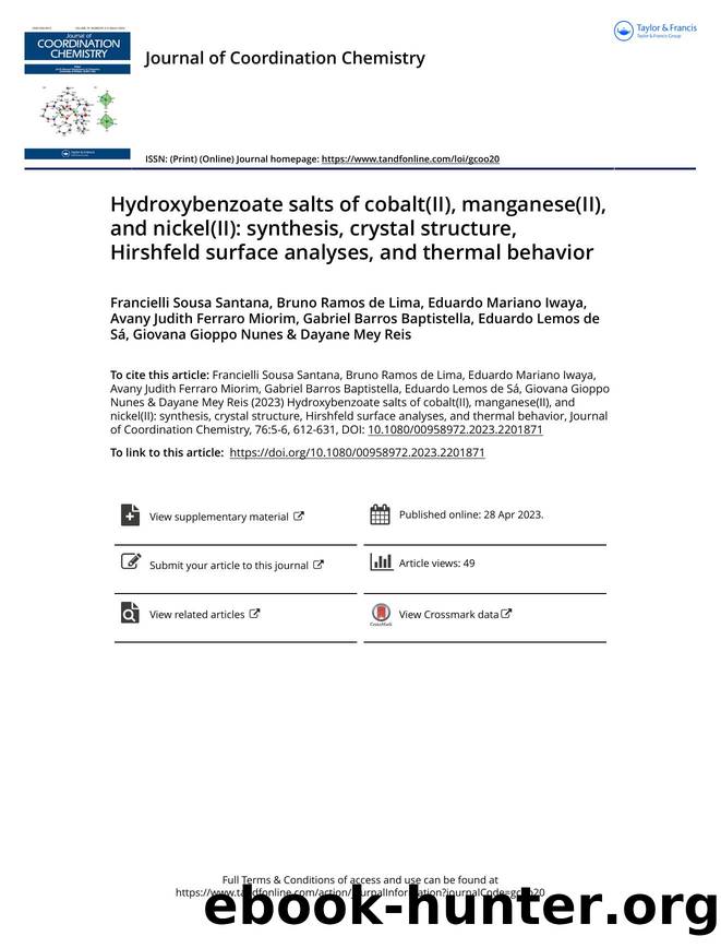 Hydroxybenzoate salts of cobalt(II), manganese(II), and nickel(II): synthesis, crystal structure, Hirshfeld surface analyses, and thermal behavior by unknow