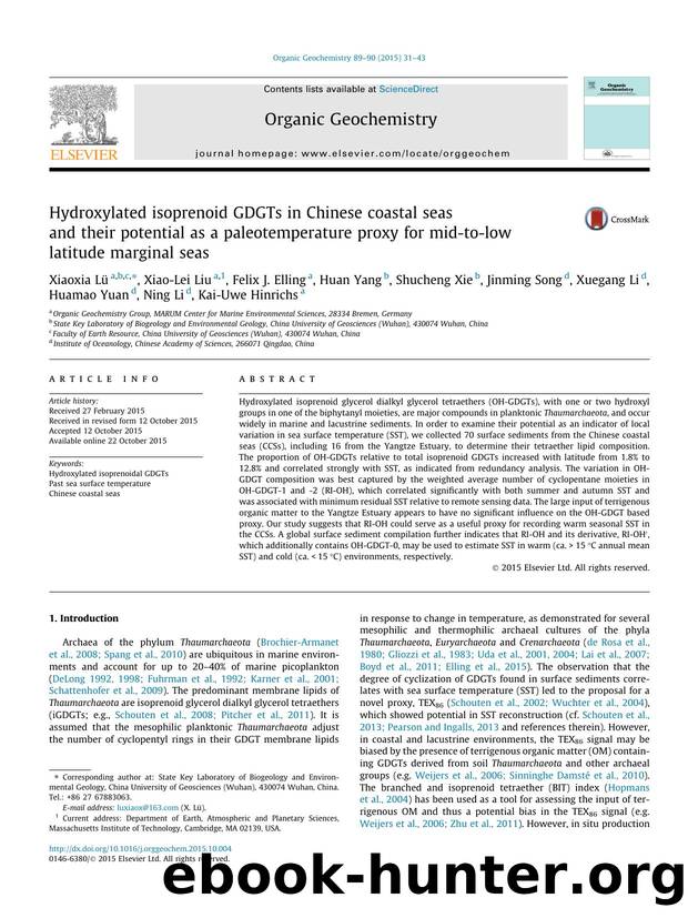 Hydroxylated isoprenoid GDGTs in Chinese coastal seas and their potential as a paleotemperature proxy for mid-to-low latitude marginal seas by unknow