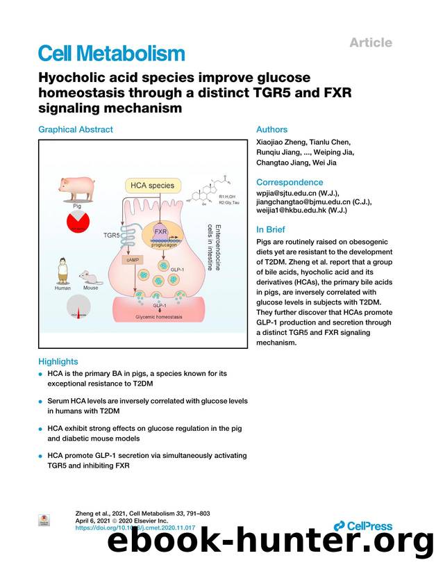 Hyocholic acid species improve glucose homeostasis through a distinct TGR5 and FXR signaling mechanism by unknow