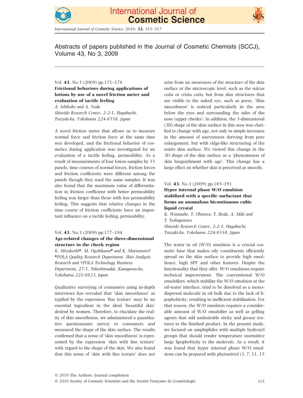 Hyper internal phase WO emulsion stabilized with a specific surfactant that forms an anomalous bicontinuous cubic liquid crystal by Unknown