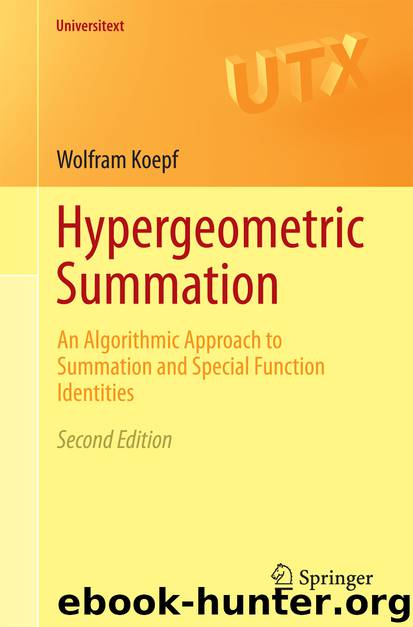 Hypergeometric Summation by Wolfram Koepf