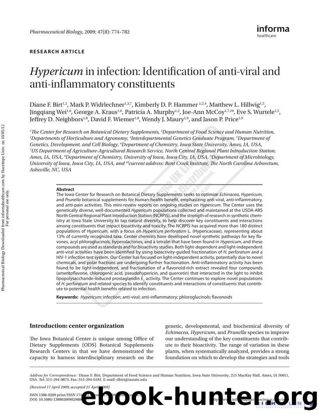 Hypericum in infection: Identification of anti-viral and anti-inflammatory constituents by unknow