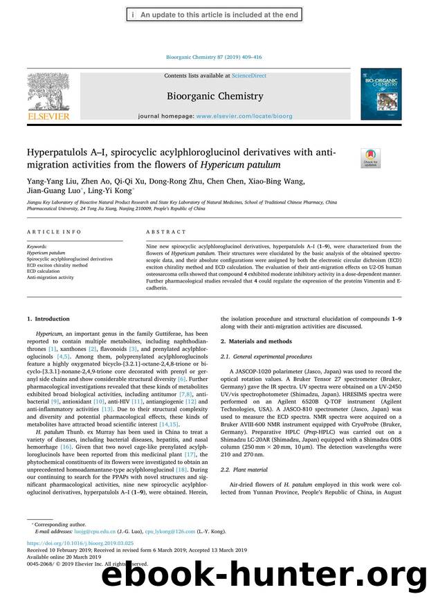 Hyperpatulols AâI, spirocyclic acylphloroglucinol derivatives with anti-migration activities from the flowers of Hypericum patulum by unknow