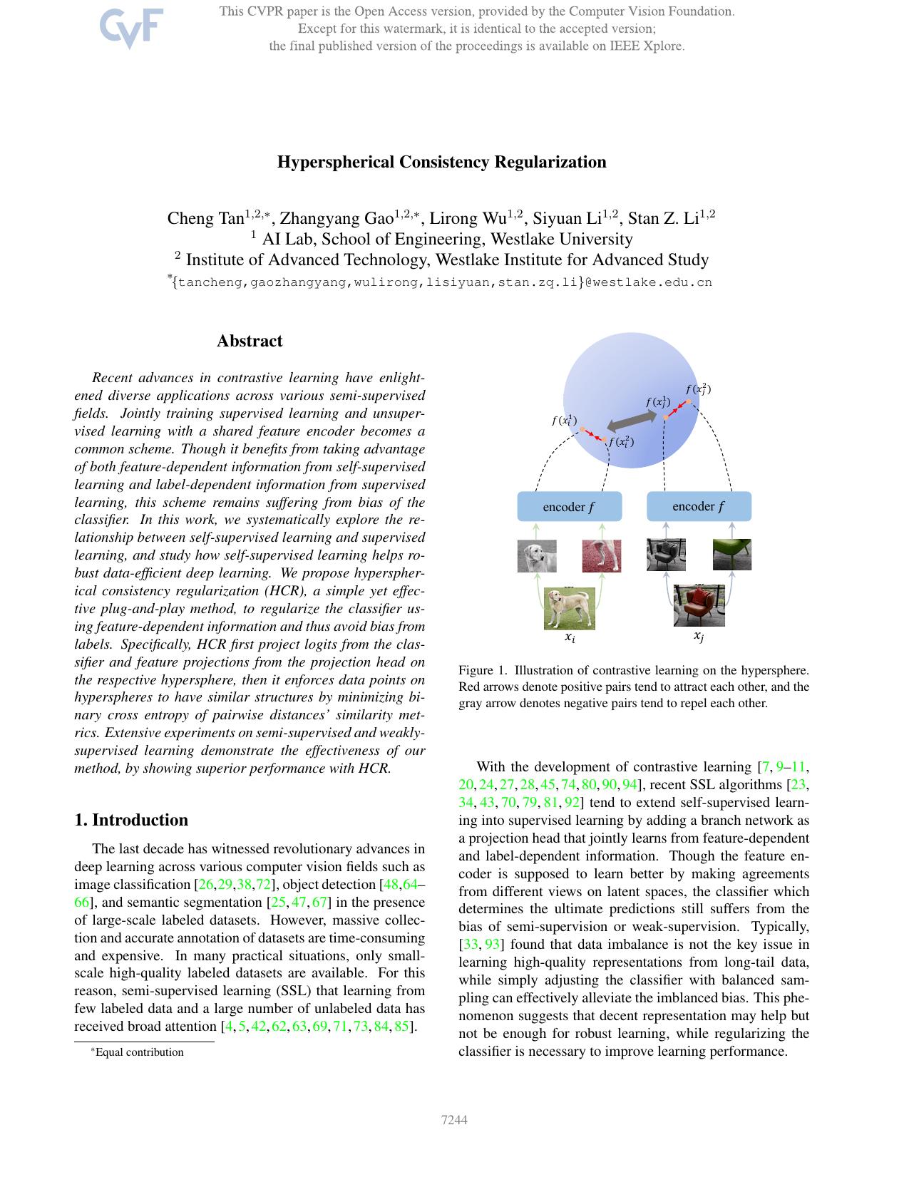 Hyperspherical Consistency Regularization by Cheng Tan & Zhangyang Gao & Lirong Wu & Siyuan Li & Stan Z. Li