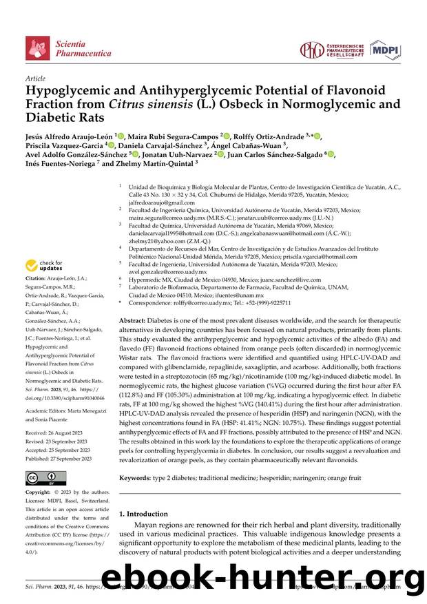 Hypoglycemic and Antihyperglycemic Potential of Flavonoid Fraction from Citrus sinensis (L.) Osbeck in Normoglycemic and Diabetic Rats by unknow