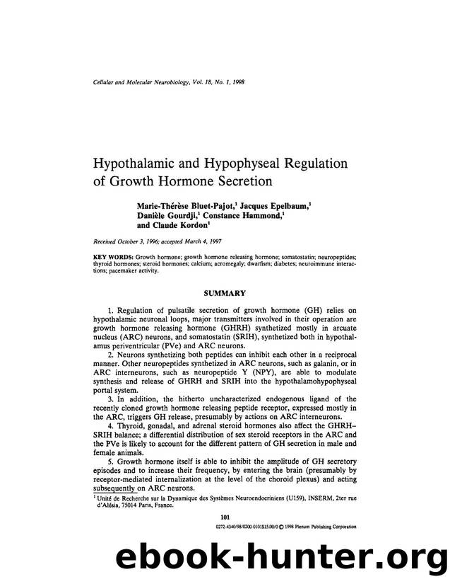 Hypothalamic and Hypophyseal Regulation of Growth Hormone Secretion by Unknown