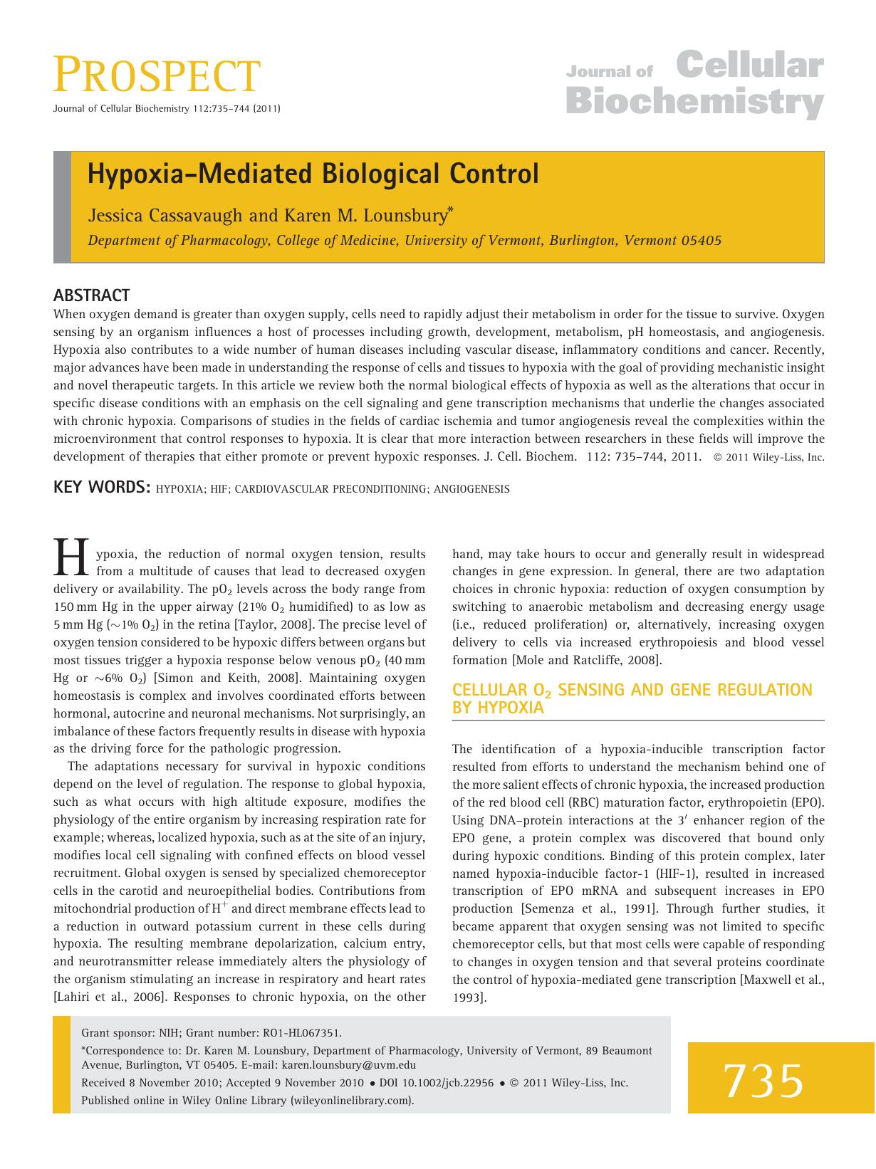 Hypoxiamediated biological control by Unknown