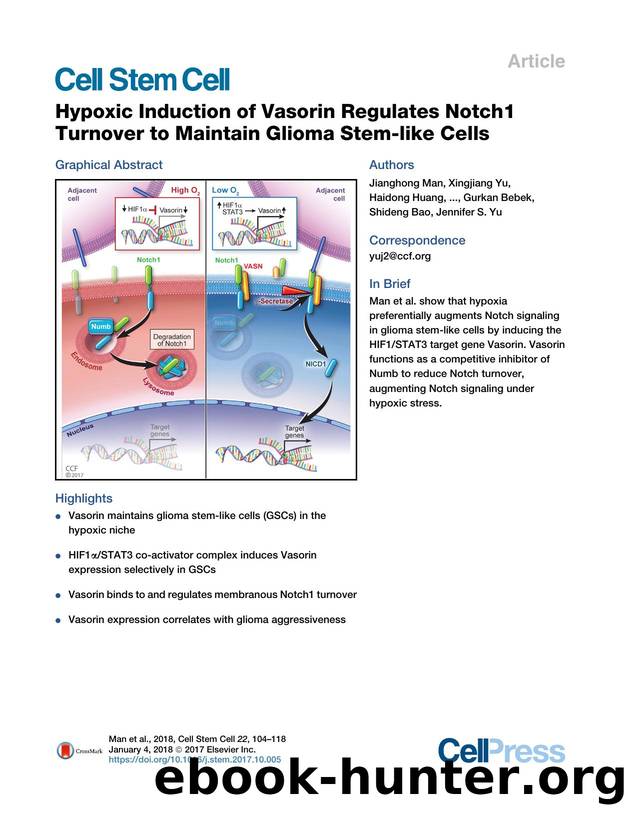 Hypoxic Induction of Vasorin Regulates Notch1 Turnover to Maintain Glioma Stem-like Cells by unknow