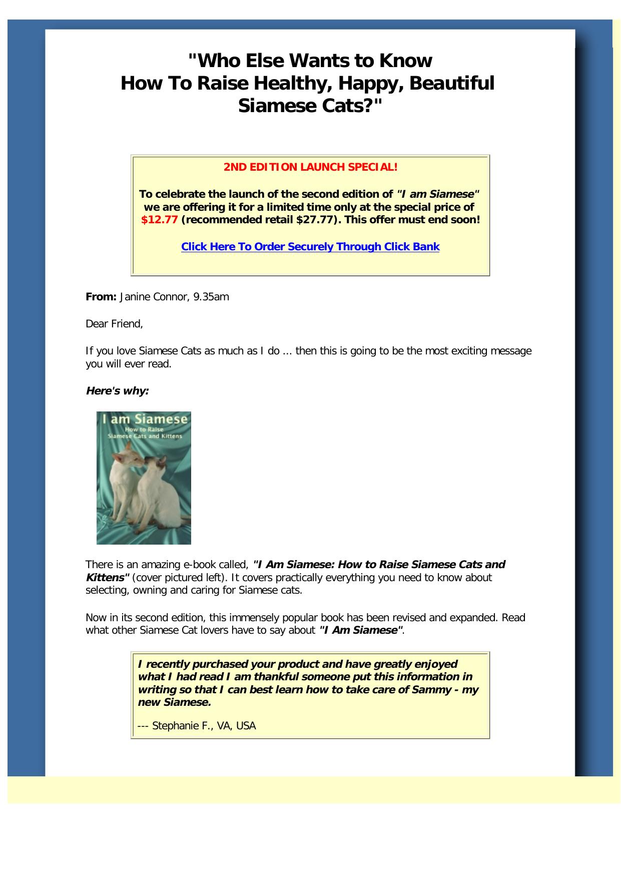 I Am Siamese (Cats & Kittens. by Best of Kuszter's Collection