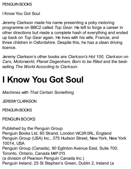 I Know You Got Soul by Jeremy Clarkson