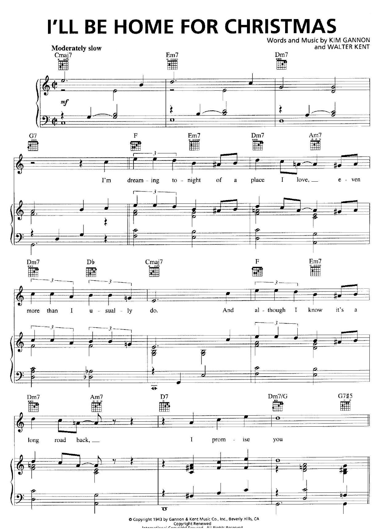 I'll be home for Christmas by Bing Crosby (piano)