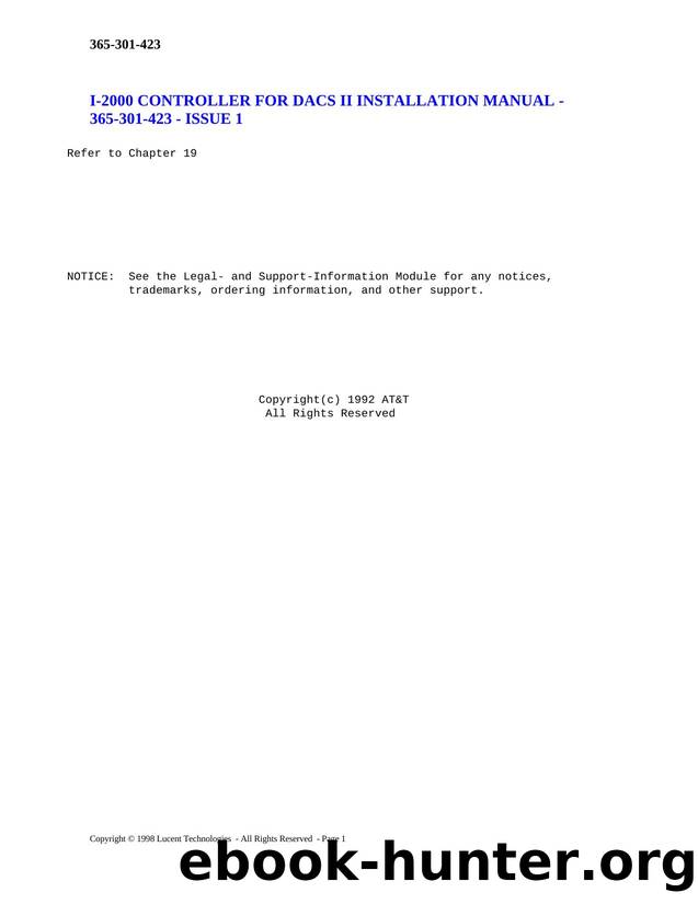 I-2000 CONTROLLER FOR DACS II INSTALLATION MANUAL by Unknown
