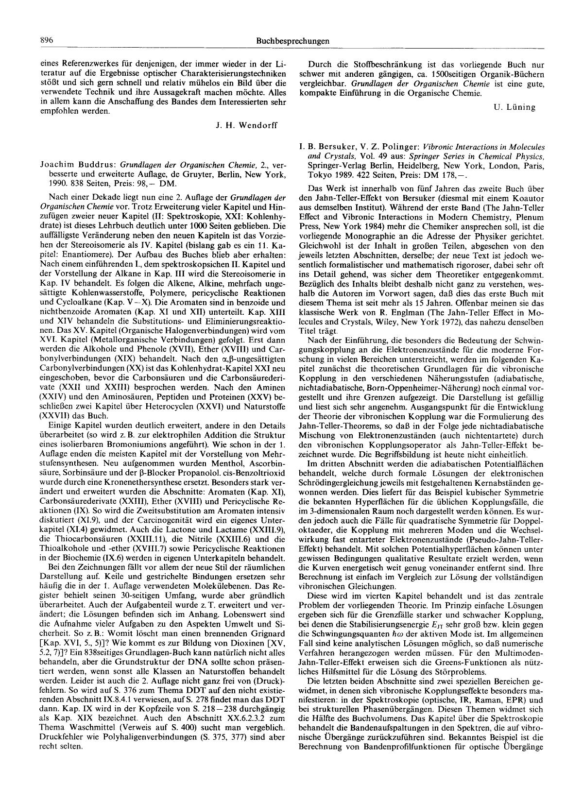 I. B. Bersuker, V. Z. Polinger: Vibronic Interactions in Molecules and Crystals, Vol. 49 aus: Springer Series in Chemical Physics. Springer-Verlag Berlin, Heidelberg, New York, Lon by Unknown