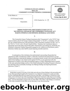 ICAP's Settlement With C.F.T.C. by Commodity Futures Trading Commission