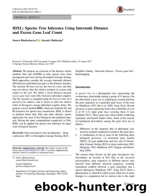 IDXL: Species Tree Inference Using Internode Distance and Excess Gene Leaf Count by Sourya Bhattacharyya & Jayanta Mukherjee
