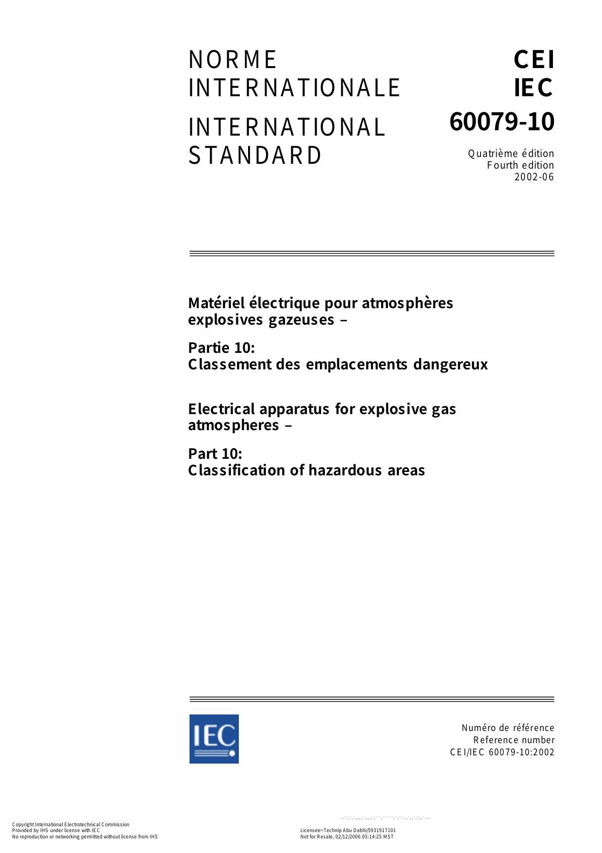 IEC 60079-10 Electrical apparatus for explosive gas atmospheres by unknow