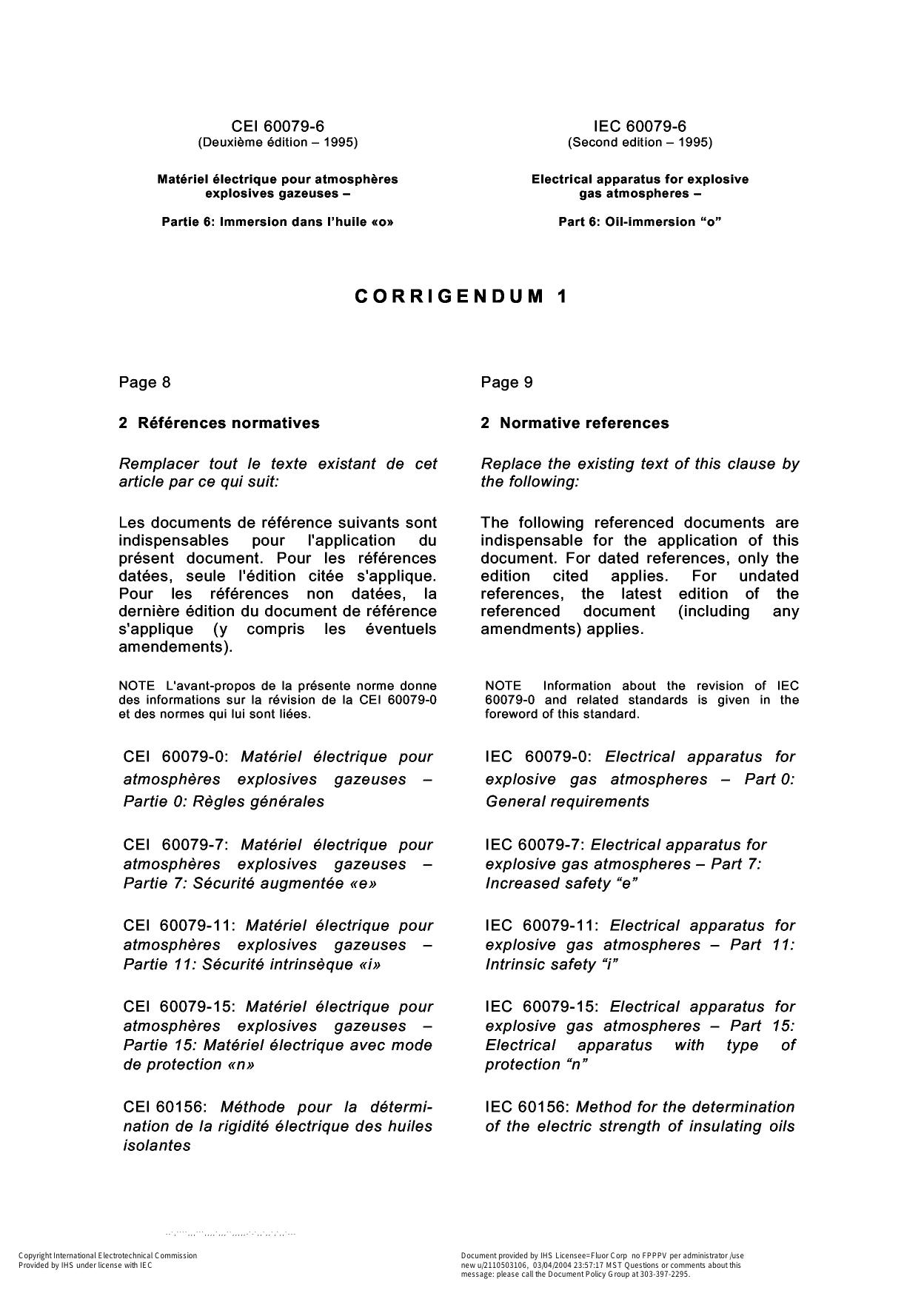 IEC 60079-6 Electrical apparatus for explosive gas atmospheres by Oil-immersion 'o'
